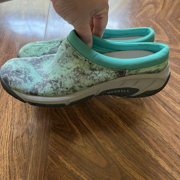 Merrell Encore Sea Green Print Slip On Loafers Sneakers Comfort Mules Sz 10 - Picture 6 of 10